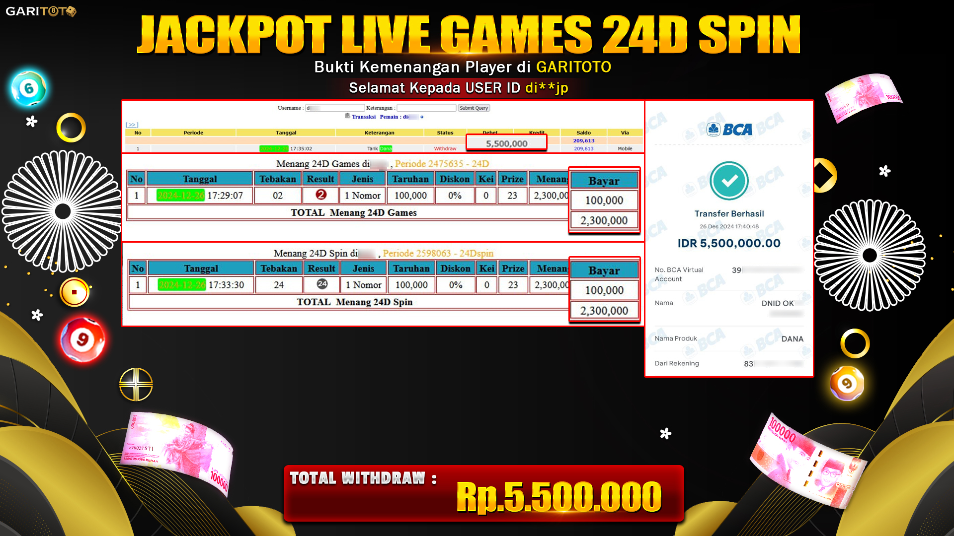 JACKPOT LIVE GAME 24D SPIN