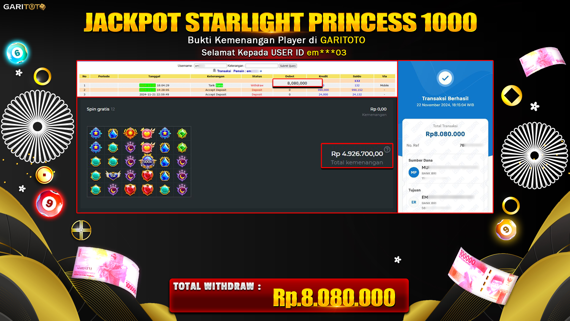 JACKPOT SLOT STARLIGHT PRINCESS 1000