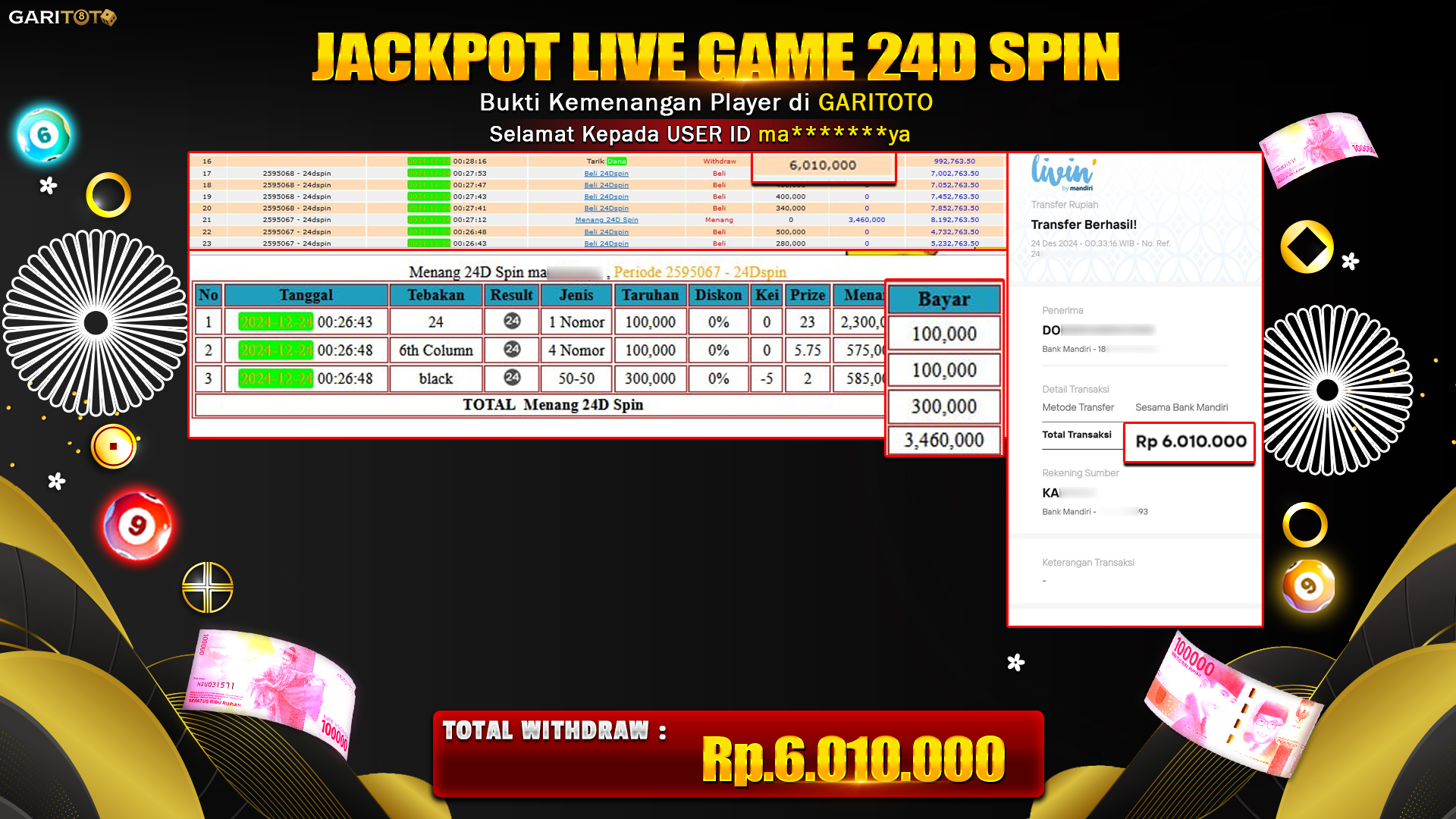 JACKPOT LIVE GAME 24D SPIN