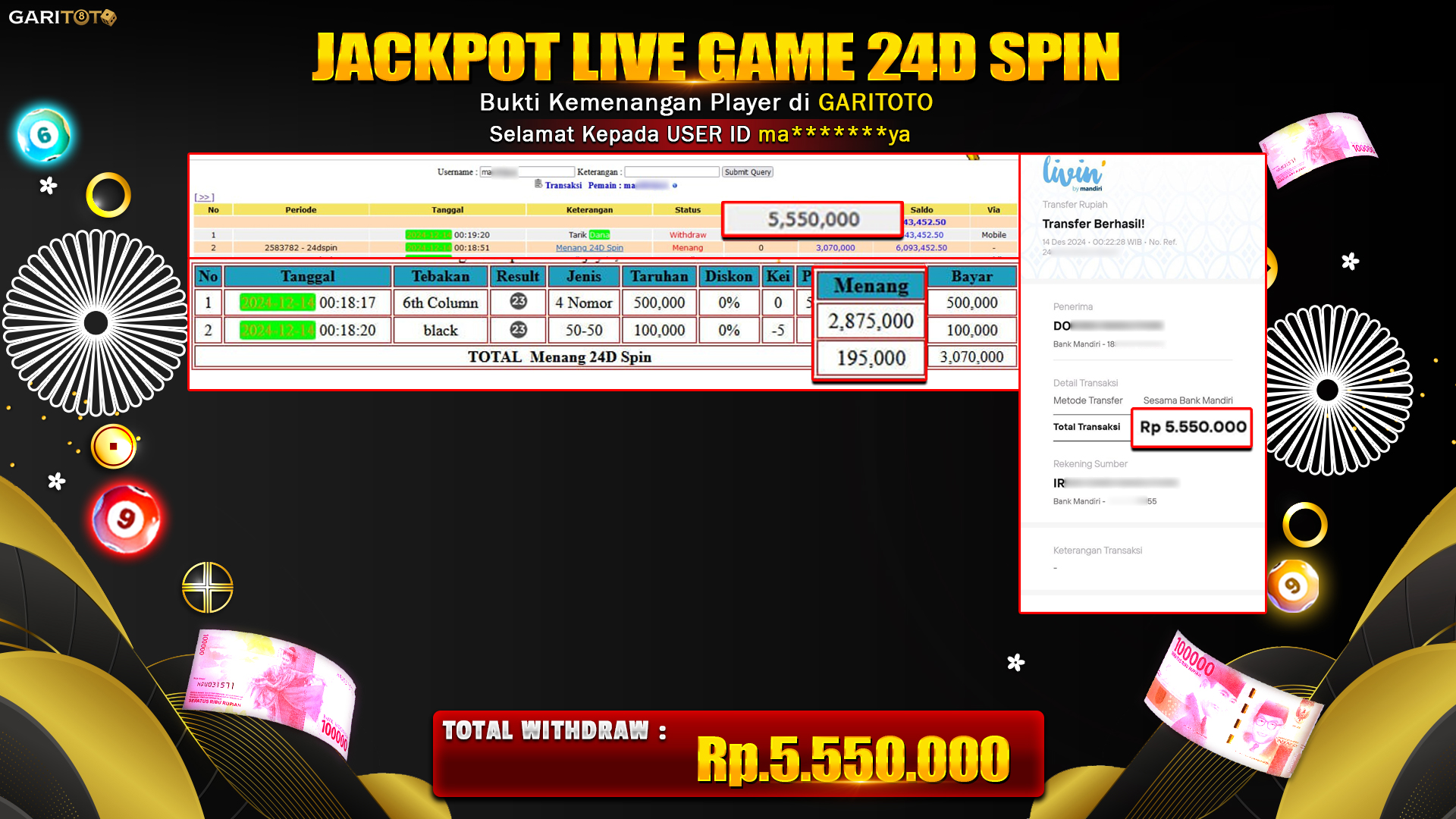 JACKPOT LIVE GAME 24D SPIN