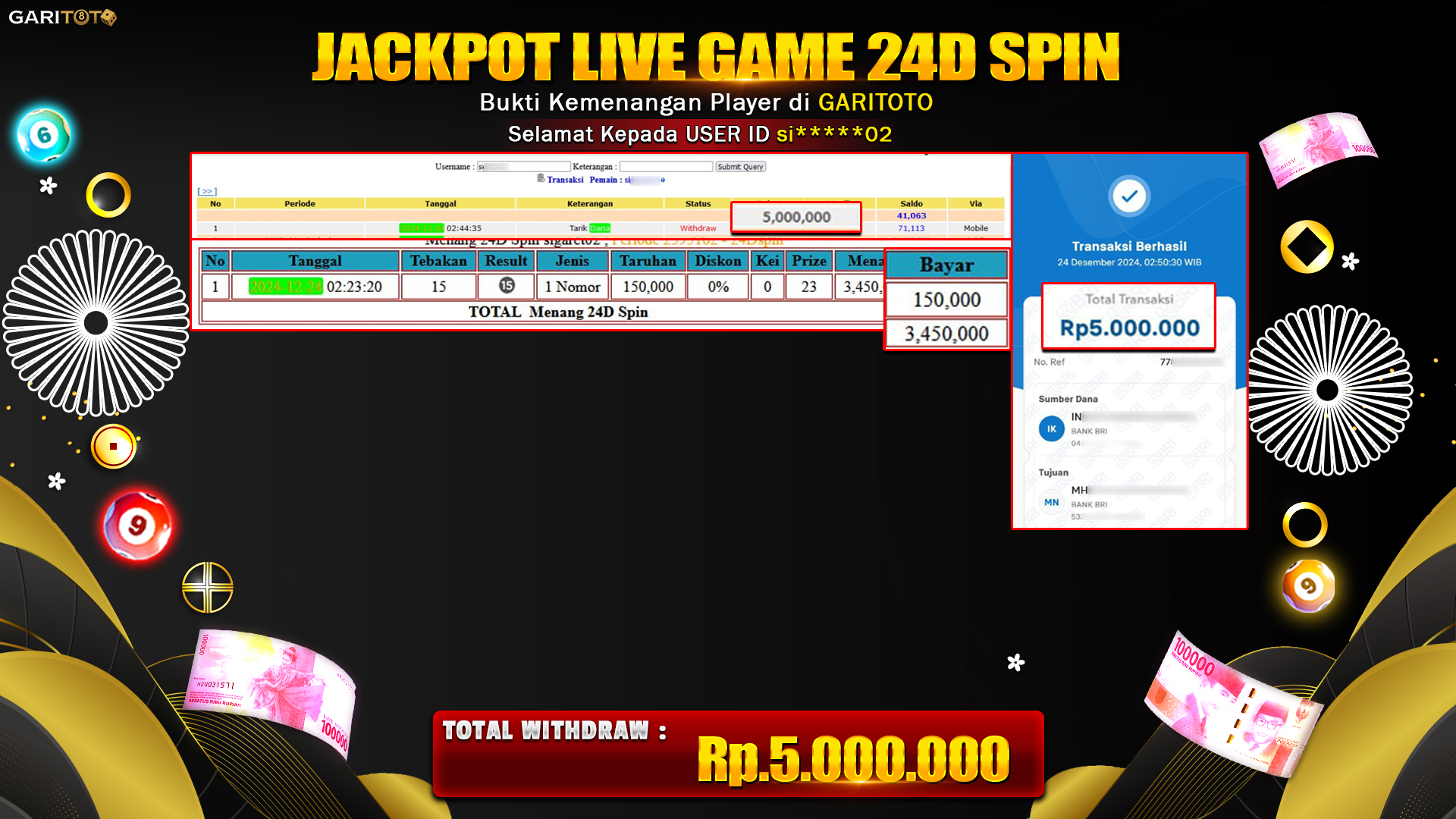 JACKPOT LIVE GAME 24D SPIN