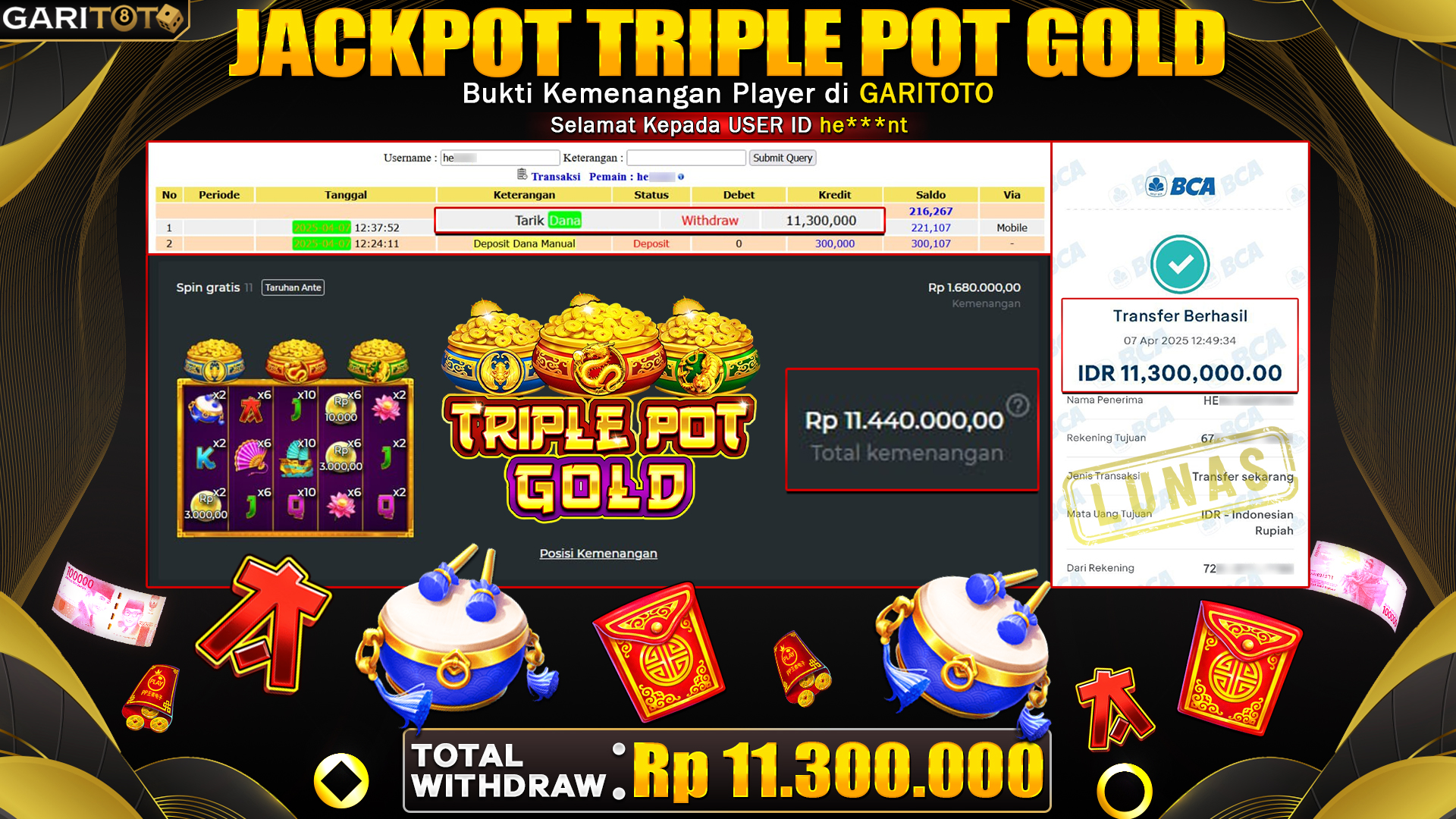 JACKPOT TRIPLE POT GOLD
