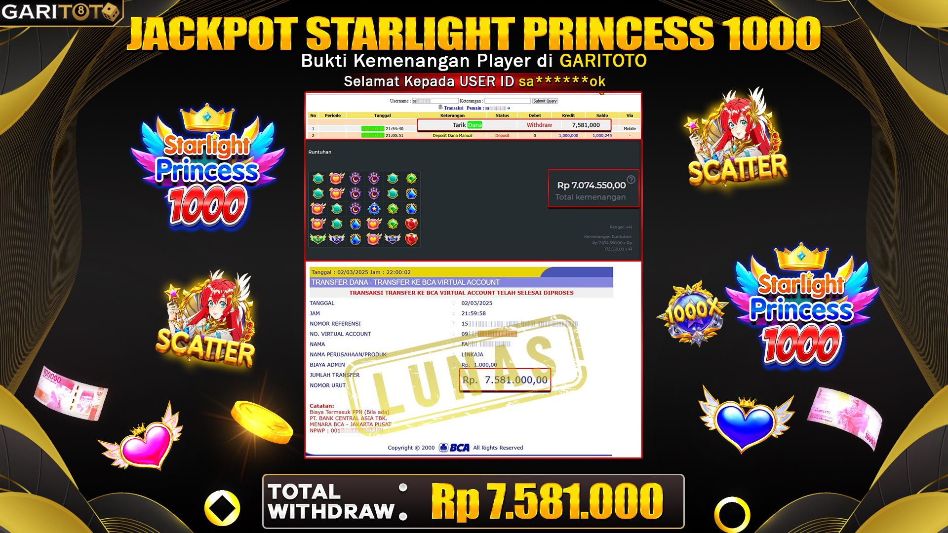 JACKPOT SLOT STARLIGHT PRINCESS 1000