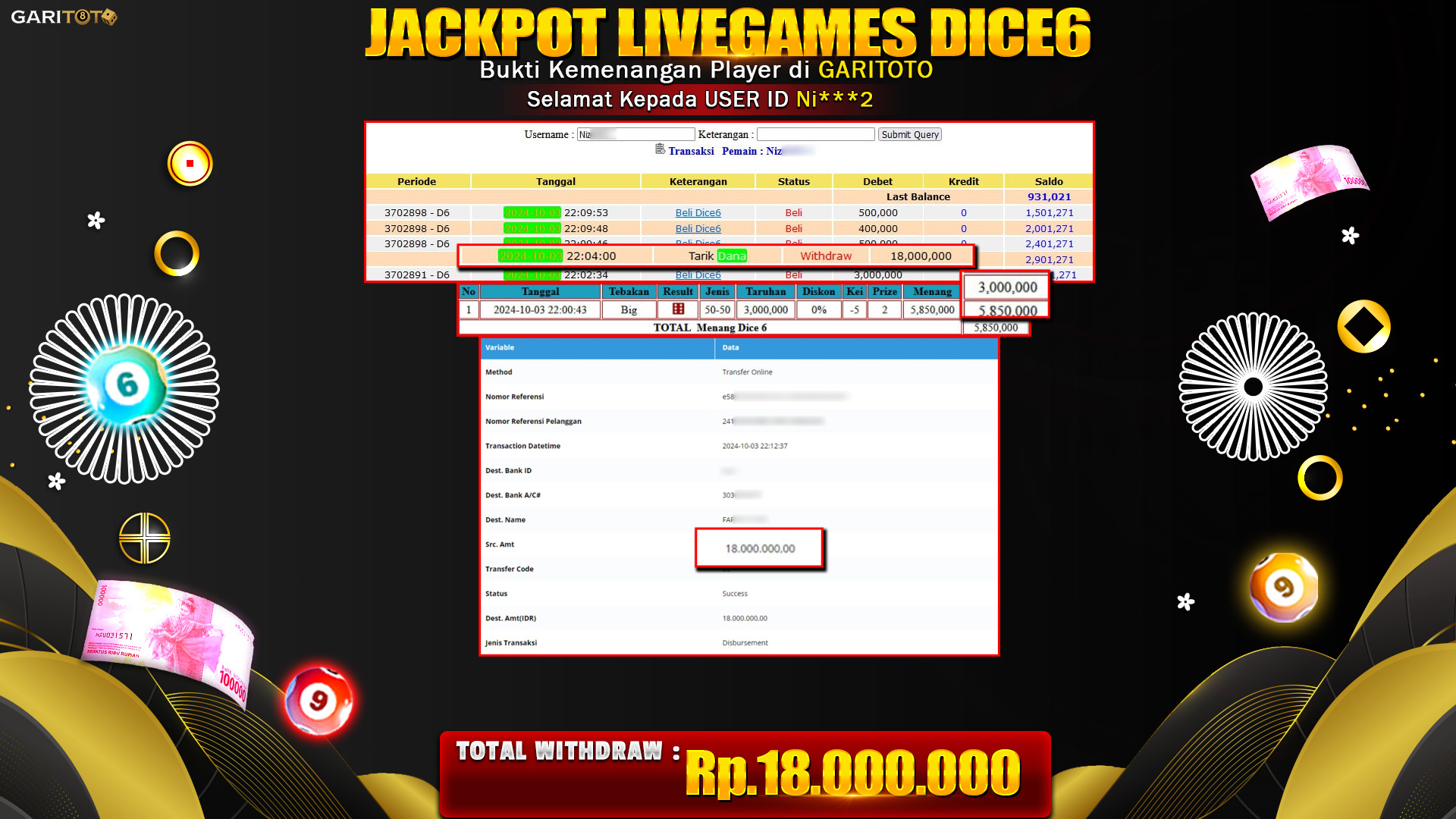 JACKPOT LIVE GAMES DICE6