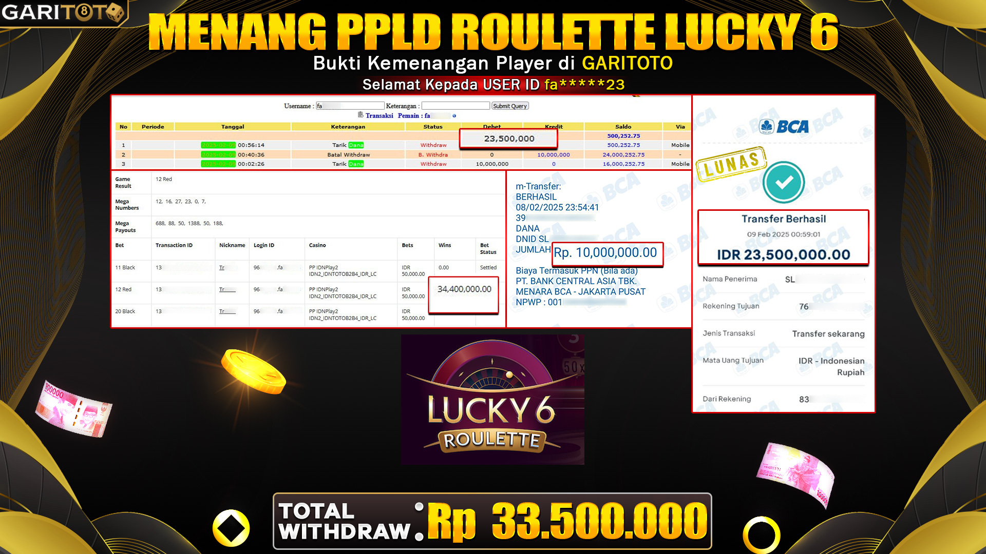 MENANG PPLD ROULETTE LUCKY 6